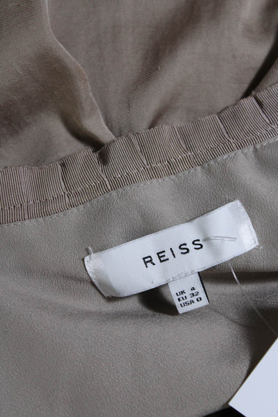 Reiss Womens Brown Ruffle Detail Side Zip Linen Mini A-Line Skirt Size 0