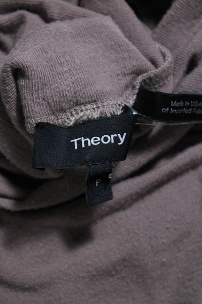 Theory Womens Brown Turtleneck Short Sleeve Blouse Top Size S