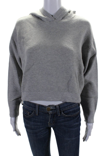 Maeve Anthropologie Womens Long Sleeve V-neck Rib Bottom Hoodie Gray Size XS