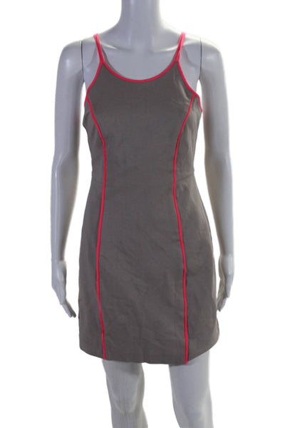 Trina Turk Womens Two-Toned Round Neck Sleeveless Mini Dress Taupe Size S