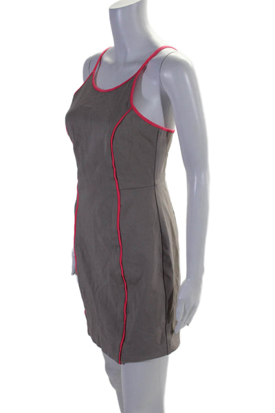 Trina Turk Womens Two-Toned Round Neck Sleeveless Mini Dress Taupe Size S