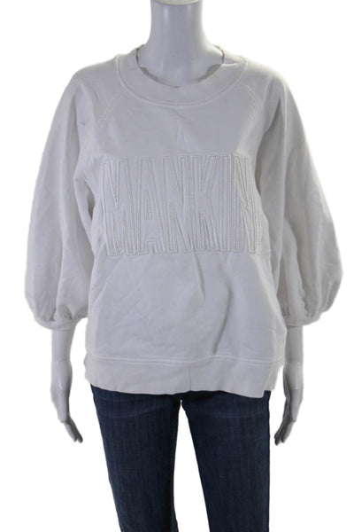 7 For All Mankind Womens Cotton Embroidered Pullover Sweatshirt Top White Size L