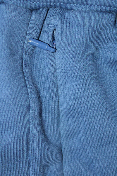 Wesley Womens Texture Elastic Waistband Drawstring Zip Sweatpants Blue Size S