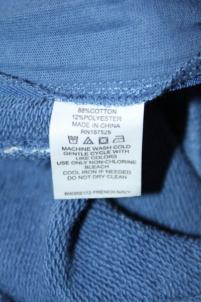 Wesley Womens Texture Elastic Waistband Drawstring Zip Sweatpants Blue Size S