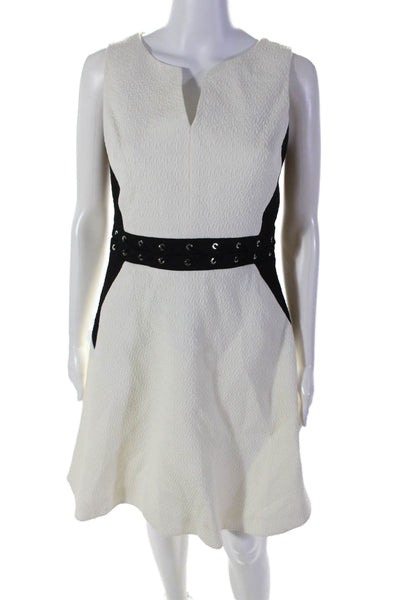 Karen Millen Womens V Neck Sleeveless Flare Long Dress White Size 6