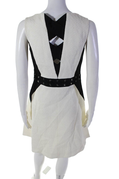 Karen Millen Womens V Neck Sleeveless Flare Long Dress White Size 6
