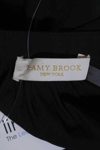 Ramy Brook Womens Long Sleeve Front Zip Crew Neck Lightweight Top Black Size 2XS