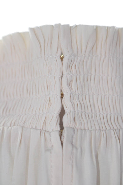 Ramy Brook Womens Long Sleeve Mock Neck Embroidered Top Cream White Size XS
