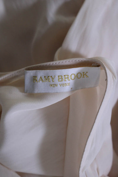 Ramy Brook Womens Long Sleeve Mock Neck Embroidered Top Cream White Size XS