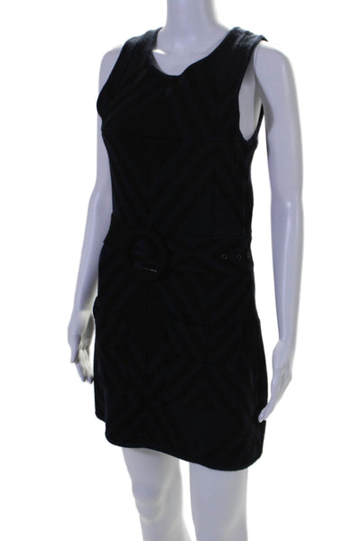 Alice + Olivia Scoop Womens Striped Sweater Dress Navy Blue Black Wool Size Smal