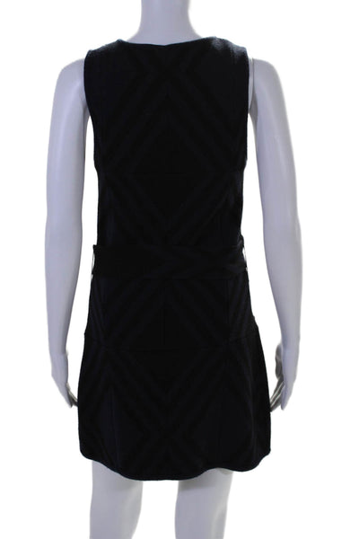 Alice + Olivia Scoop Womens Striped Sweater Dress Navy Blue Black Wool Size Smal
