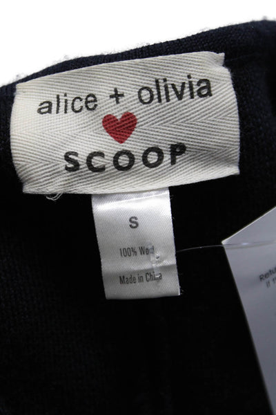Alice + Olivia Scoop Womens Striped Sweater Dress Navy Blue Black Wool Size Smal