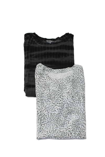 Athleta Womens Tie Dye Animal Print Tee Shirts Gray Size Extra Small Lot 2