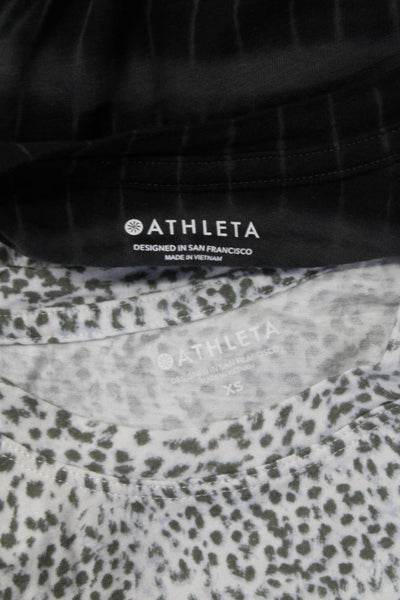 Athleta Womens Tie Dye Animal Print Tee Shirts Gray Size Extra Small Lot 2