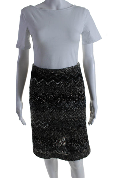 The Wrights Womens Chevron Print Wool A Line Skirt Gray Size 2