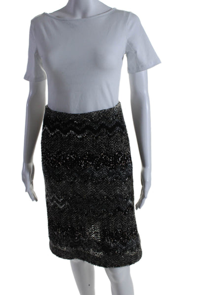 The Wrights Womens Chevron Print Wool A Line Skirt Gray Size 2