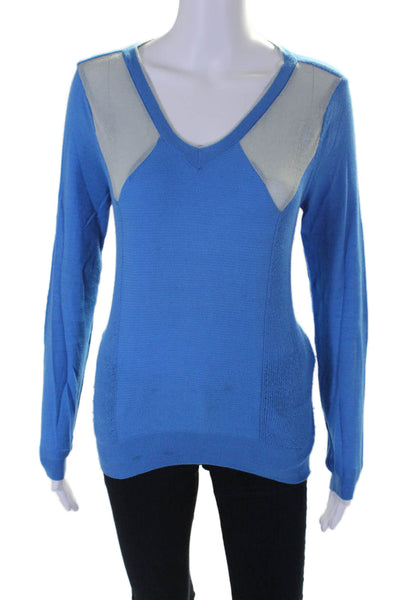 O'2nd X Barneys New York Womens Blue V-neck Long Sleeve Sweater Top Size S