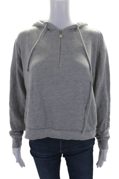 Michael Lauren Womens Cotton Half Zip Pullover Hoodie Gray Size M