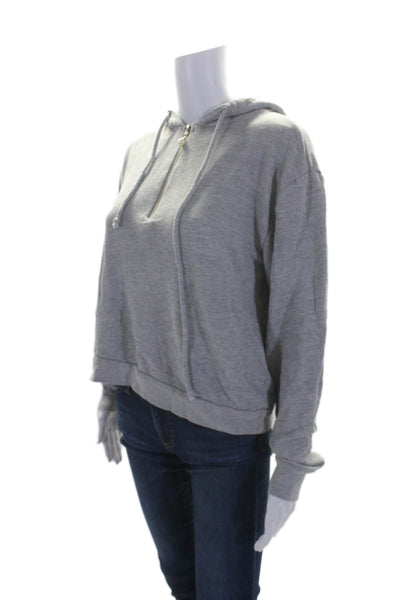 Michael Lauren Womens Cotton Half Zip Pullover Hoodie Gray Size M