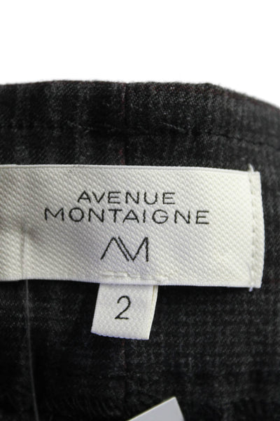 Avenue Montaigne Womens Elastic Waistband Glen Plaid Ankle Leggings Gray Size 2