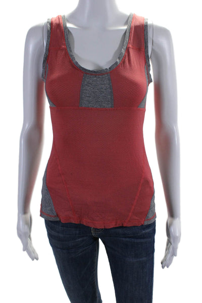 Lululemon Womens Striped Scoop Neck Athletic Tank Top Red Gray Size S