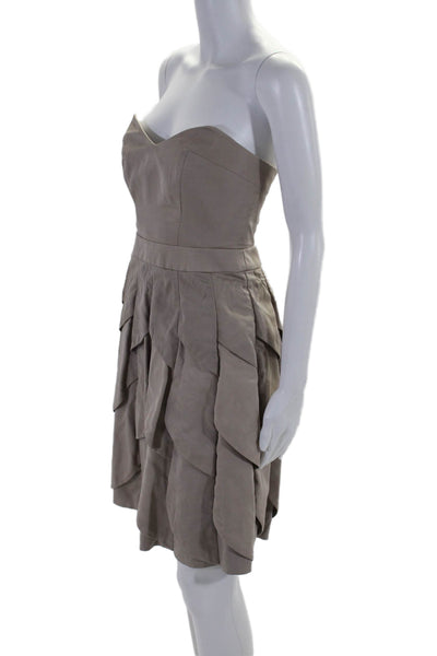 Reiss Womens Sleeveless Sweetheart Tiered Ruffle Short Dress Nude Size 6