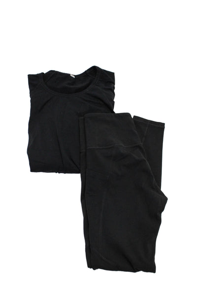 Athleta Womens Top Solid Black Pull On Side Pockets Pants Leggings Size S lot 2