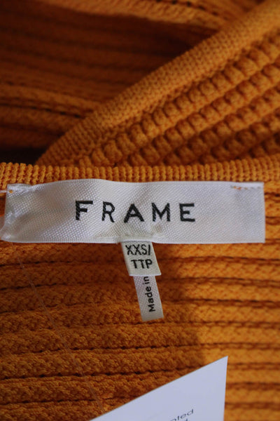 Frame Womens Texture Knit Scoop Neck Sleeveless Crop Top Orange Size XXS