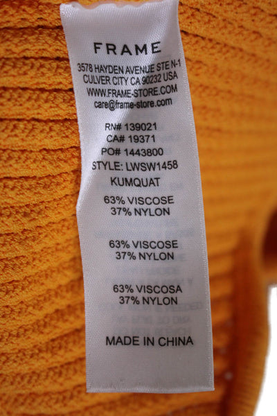 Frame Womens Texture Knit Scoop Neck Sleeveless Crop Top Orange Size XXS