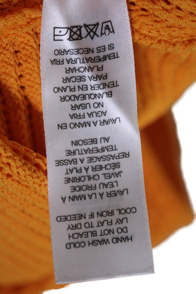 Frame Womens Texture Knit Scoop Neck Sleeveless Crop Top Orange Size XXS