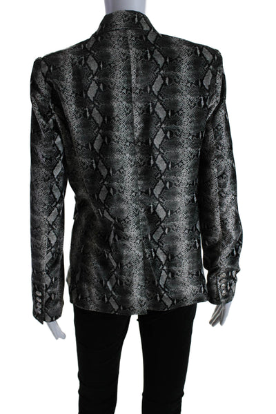 Generation Love Womens Double Breasted Snake Print Jacket Gray Black Size Small