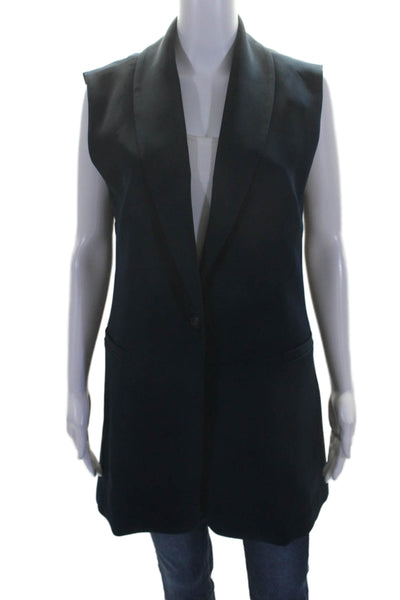 Malloni Gray Womens Sleeveless Button Closure Coat Navy Blue Wool Size EUR 42