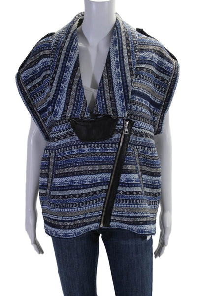 Sass & Bide Womens Short Sleeves Zipper Closure Jacket Blue Silver Size 6