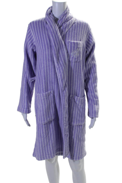 Lauren by Ralph Lauren Womens Geometric Striped Patterned Robe Purple Size L