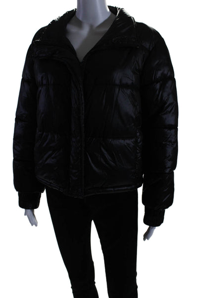 Vince Camuto Womens Long Sleeve Zip Front Puffer Jacket Black Large