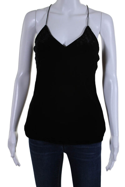 Theory Womens Velvet V-Neck Pullover Tank Top Blouse Black Size P