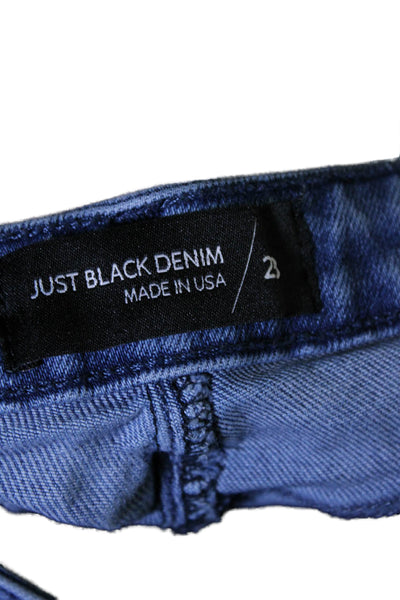 Just Black Denim Womens High Rise Straight Leg Jeans Blue Cotton Size 28