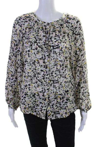 Theory Womens Abstract Print Button Down Blouse Multi Colored Size Small