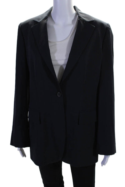 KORS Michael Kors Womens Wool Notch Collar One Button Blazer Jacket Navy Size 12