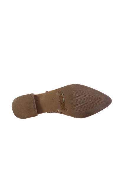 Steven Womens Stretch Knit Pointed Toe Slide On Flats Mules Beige Size 7.5