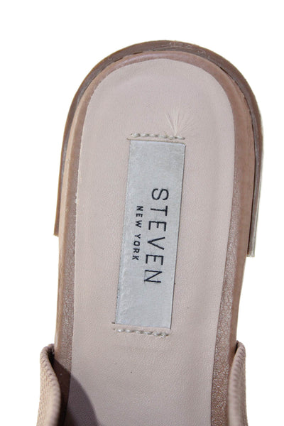 Steven Womens Stretch Knit Pointed Toe Slide On Flats Mules Beige Size 7.5