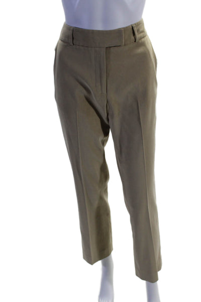 J. Mclaughlin Womens High Rise Flat Front Straight Leg Trousers Beige Size 4