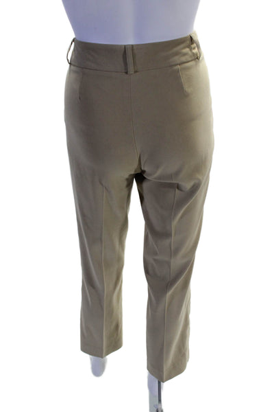 J. Mclaughlin Womens High Rise Flat Front Straight Leg Trousers Beige Size 4