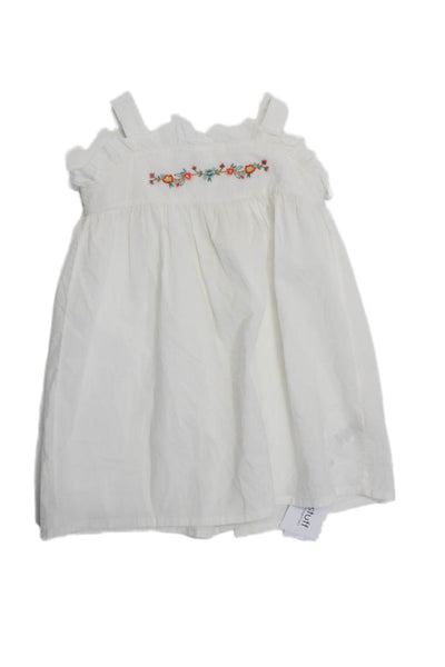 Bon Bon Childrens Girls Floral Print Sleeveless Sun Dress White Cotton Size 2T