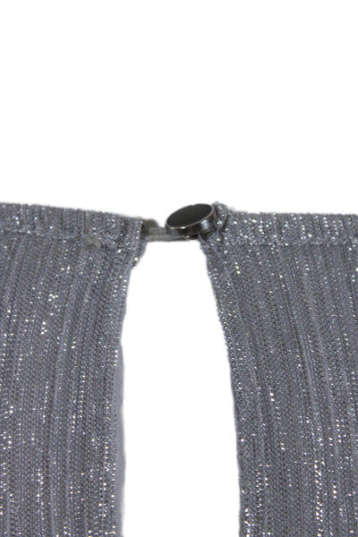 Waverly Grey Womens Long Sleeves Crew Neck Blouse Silver Metallic Size Small