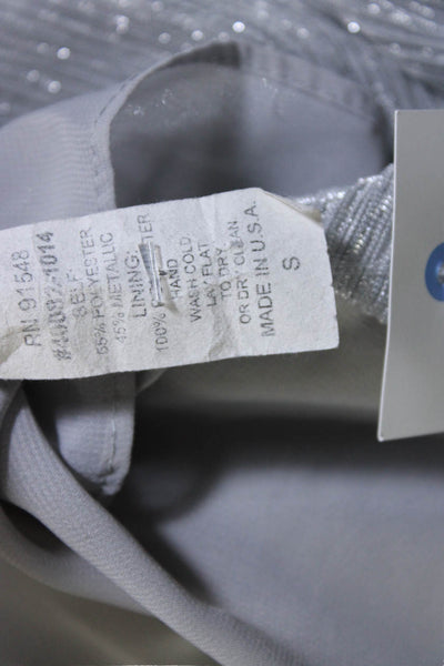 Waverly Grey Womens Long Sleeves Crew Neck Blouse Silver Metallic Size Small