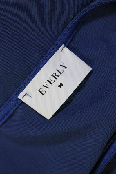 Everly Womens Long Split Sleeves Crew Neck Pullover Blouse Blue Size Small