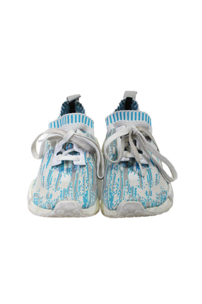 Adidas Womens Lace Up Logo Back Knit Low Top Sneakers Gray Blue Size 6
