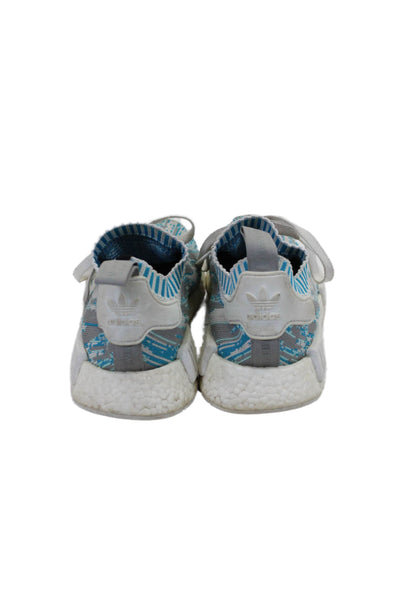 Adidas Womens Lace Up Logo Back Knit Low Top Sneakers Gray Blue Size 6