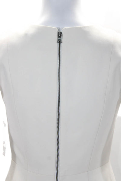 Alice + Olivia Womens Round Neck Darted Zip Sleeveless Sheath Dress White Size 2